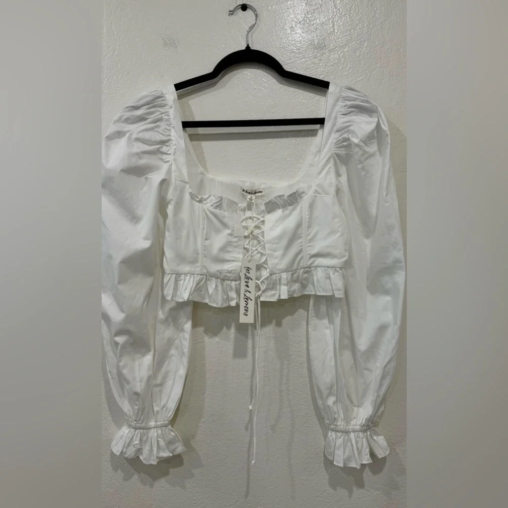 For Love & Lemons Heather Corset Crop Top NWT M $136 - Picture 4 of 5